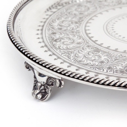 Antique Elkington & Co Silver Plate Salver with an Applied Rope Border