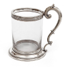 Antique Half Pint Mug with a Clear Glass Body and Silver Plate Mounts