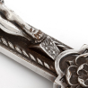 Antique Rose Tipped INRI Crucifix Cast in Silver Plated Copper