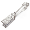 Antique Fiddle and Thread Style Silver Plated Asparagus Tongs with a Horse Crest