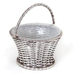 Antique Silver Plated Sugar Basket with a Woven Wire Work Body and Original Opeline Liner