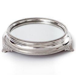 Elegant Antique Silver Plated Mirror Plateau Cake Stand