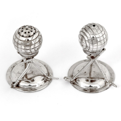 Antique Silver Plated Golf Theme Salt and Pepper Condiments