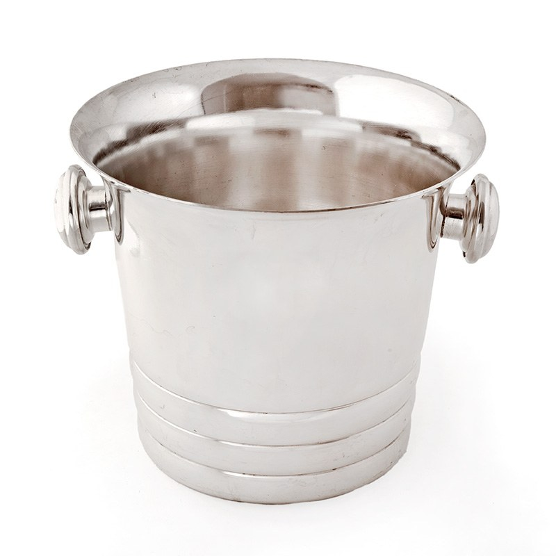 Art Deco Style Silver Plated Ice Bucket with a Plain Stepped Body