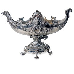 Copy of a Continental Silver Plated Galleon Bottle Holder or Fruit Bowl