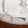 Edwardian Biscuit Barrel with Silver Plated Mounts and Carved Oak Body