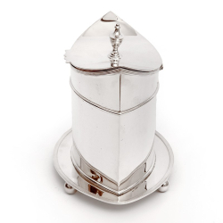 Oval Mappin & Webb Silver Plated Box with an Urn Shaped Finial