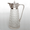 Victorian Silver Plated and Cut Glass Claret Jug with a Cast Bacchus Spout
