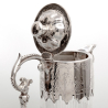 Antique Silver Plated Claret Jug with a Mythical Mask Spout and Engraved Glass Body