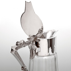Unusual Silver Plated Claret Jug with a Dolphin and Acanthus Leaf Decoration Handle