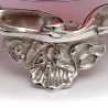 Antique Silver Plate Sugar Basket with a Cranberry Glass Liner and Grape and Vine Sides