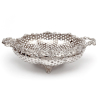 Silver Plated Circular Basket with a Cast Grape and Vine Border and Rustic Handles
