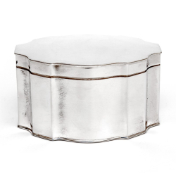 Antique Silver Plated Box with a Hinged Lid and Shaped Plain Body
