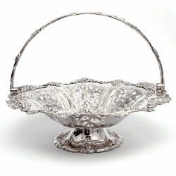 Large Martin Hall & Co Silver Plated Fruit Basket with Grape and Vine Borders
