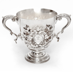 Elkington & Co Silver Plated Trophy Cup Embossed with Scrolls and Foliage with Scroll Handles
