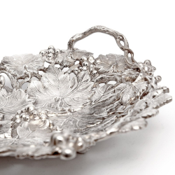 Victorian Silver Plated Fruit Dish with Grape and Vine Border
