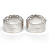 Pair of Oval Silver Napkin Rings with a Pierced Scroll Body and Empty Cartouch