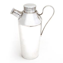 Elkington & Co Silver Plated Cocktail Shaker with a Plain Body and Scroll Handle