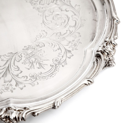 Elkington 10.5" Silver Plated Salver with a Scroll and Floral Shaped Mount
