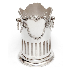 Victorian Silver Plated Bottle Stand with Wreath Swing Handles