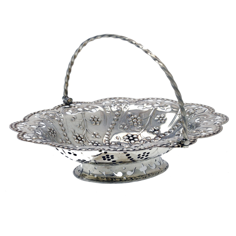 Victorian Copy of a George III Silver Swing Handle Oval Basket