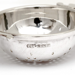 Vintage Plain Circular Silver Tea Strainer and Drip Tray