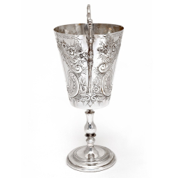 Antique Two Handle Silver Plated Trophy Cup Chased with Scrolls and Flowers