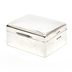 Antique Plain Silver Trinket or Cigarette Box with a Hinged Domed Lid