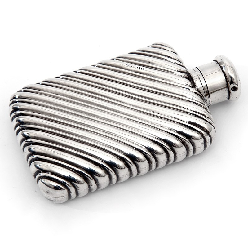Victorian Silver Spiral Embossed Hip Flask