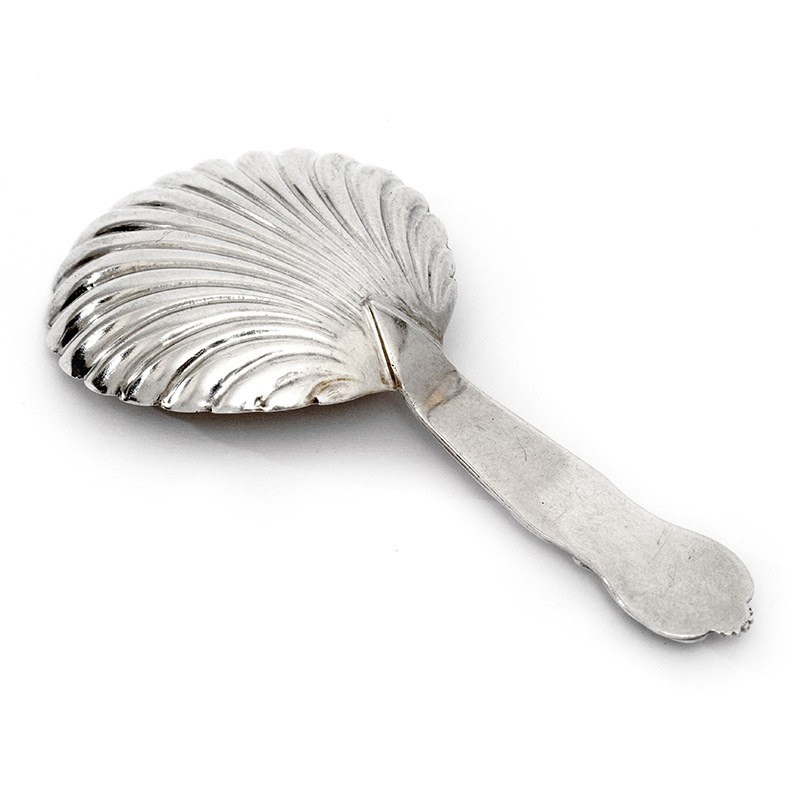 Circular Tea Spoon Victorian Silver Tea Caddy Spoon with a Scalloped Fluted Bowl (1840)