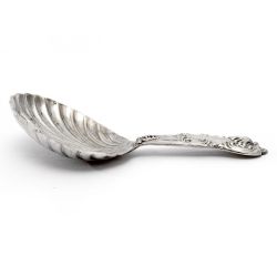 Victorian Silver Tea Caddy Spoon with a Circular Scalloped Fluted Bowl