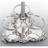 Victorian Silver Plated Cast Decanter Stand with Three Cut Glass Decanters