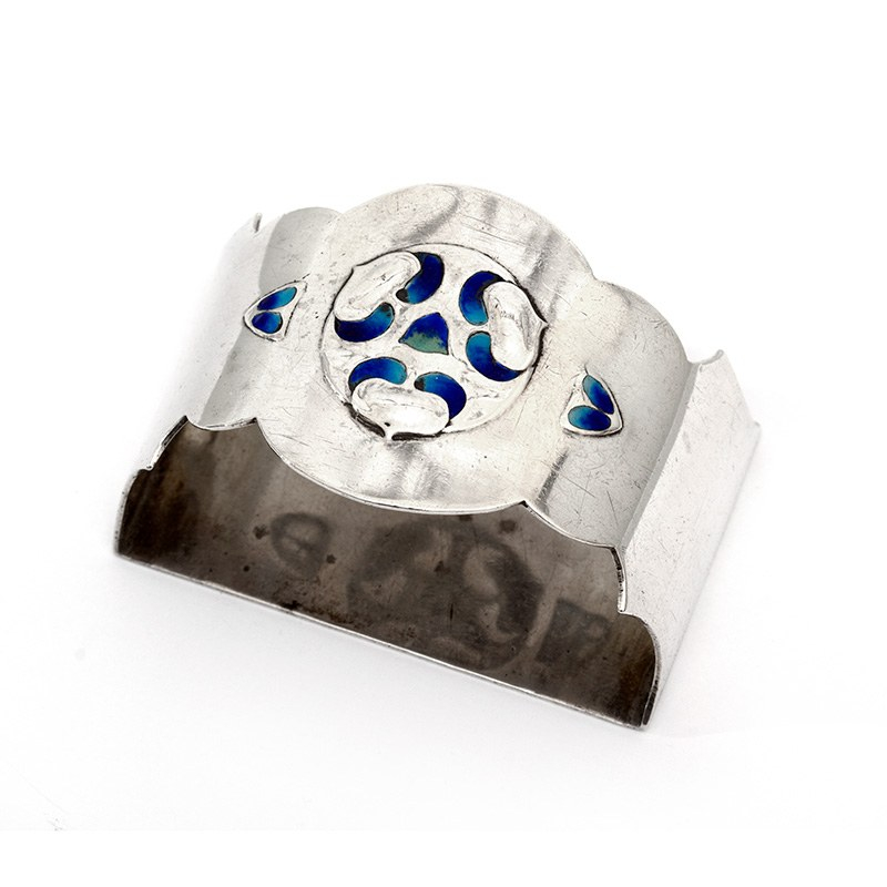 Jacobs & Son Demi-Lune Silver and Enamel Napkin Ring