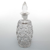 Heavy Silver Mounted Decanter with a Glass Barrel Shaped Body and Deep Star Cutting