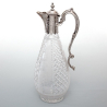 Victorian Silver Plate and Cut Glass Claret Jug Engraved with Grapes and Vines