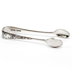 Twelve Boxed Edwardian Silver Tea Spoons with Matching Sugar Tongs