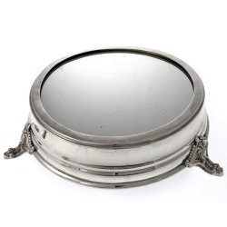 Large Antique Silver Plated Mirror Plateau