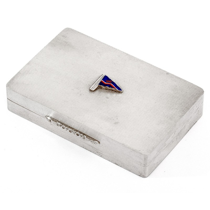 Silver Trinket Box with an Enamel Pennant for the Royal Naval Volunteer Reserve Yacht Club