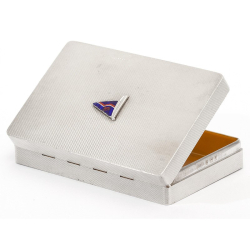 Silver Trinket Box with an Enamel Pennant for the Royal Naval Volunteer Reserve Yacht Club