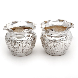 Pair of Victorian Globe Shaped Silver Plated on Copper Flower Pots