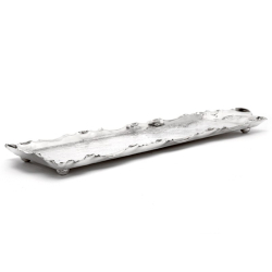 Late Victorian Silver Plated Rectangular Bar Tray with a Rustic Hammered Design