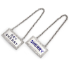 Pair of Rectangular Silver Sherry Decanter Labels with Blue Enamel Lettering