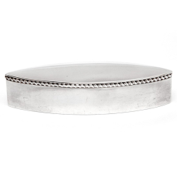 Oval Silver Trinket or Jewellery Box with a Hinged Lid and Gadroon Border