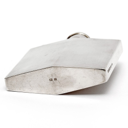 Vintage Square Silver Hip Flask with an Engine Turned Body