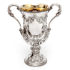 Victorian Silver Two Handle Trophy Cup Chased with Flowers and Scrolls
