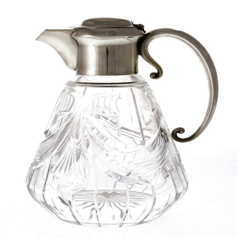 Bell Shaped Hand Cut Glass Silver Mounted Claret Jug (c.1913)