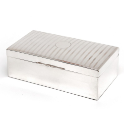Silver Plated Cedar Lined Cigar or Trinket Box with a Domed Lid