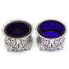 Pair of Elkington & Co Silver Plated Salts with Bristol Blue Glass Liners