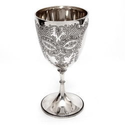 Edwardian Silver Goblet Engraved on the Bowl with Scrolls, Floral Motifs and Garlands