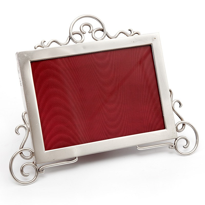 Edwardian Silver Picture Frame with a Plain Mount and Thick Gauge Applied Scrolling